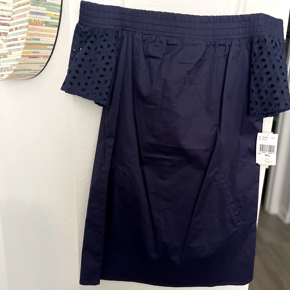 Navy Blue Off the Shoulder Minidress